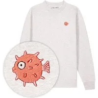 LIGARTI Bestickter Pullover – Kurt der Kugelfisch – LIGARTI Tiermanufaktur, Hellgrau, – Produktbild 1 von 1