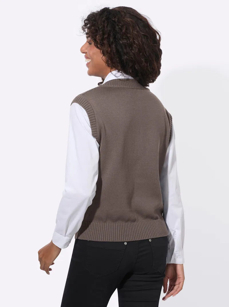 Witt 2-in-1-Pullunder, Dunkeltaupe-ecru, – Produktbild 2 von 2