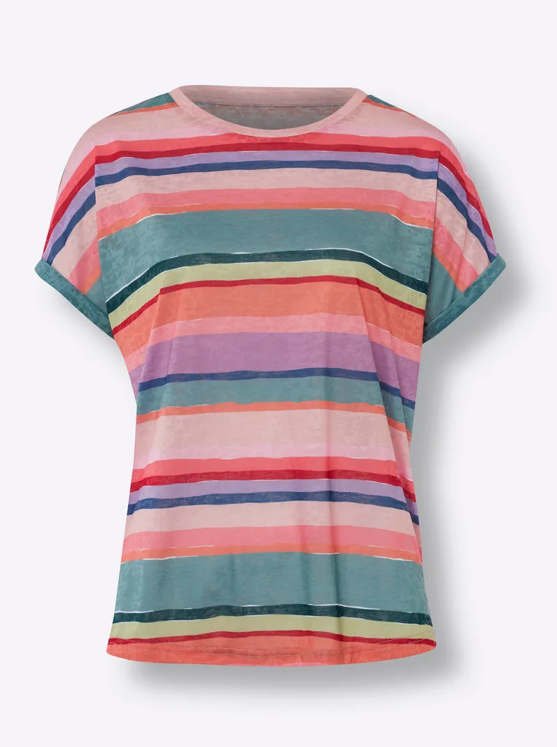 heine T-Shirt flamingo-jade-geringelt, Flamingo-jade-geringelt, – Produktbild 2 von 2