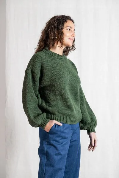 Jyoti - Fair Works Jyoti - Fair Works Baby-Alpaka Strickpullover Lupuna, Olive, – Produktbild 2 von 4