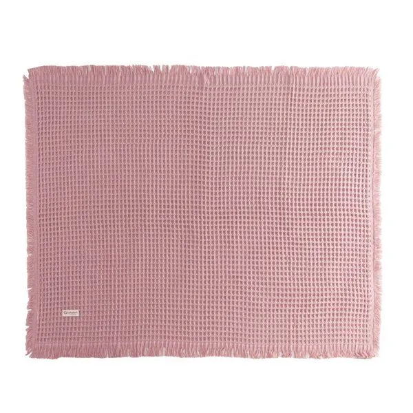 Bebekevi Bebekevi Babydecke Waffel-Musselin 85 × 105 cm | 100 % Baumwolle | 2-lagig | mit Fransen, Coral, – Produktbild 1 von 3