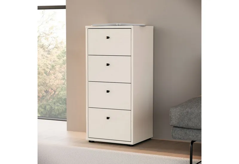 FORTE Kommode Tempra, Kommode, 4 Schubkästen, Höhe 85,5 cm, Breite 38,6 cm, Beige, – Produktbild 6 von 8