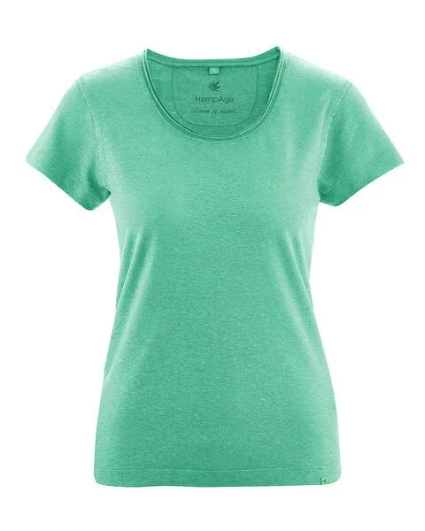 HempAge HempAge Damen T-Shirt mit Rollsaum Hanf/Bio-Baumwolle, Miami(grün), – Produktbild 1 von 3