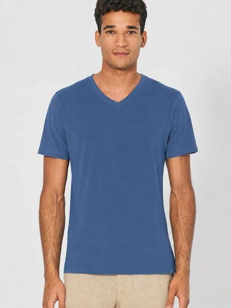 HempAge HempAge V-Kragen T-Shirt Hanf/Biobaumwolle, Blueberry(blau), – Produktbild 2 von 4