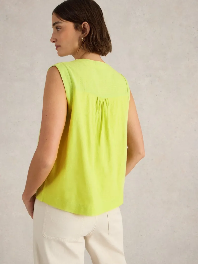 White Stuff Top Isla aus Materialmix - 50, Leuchtend gelb, – Produktbild 4 von 4