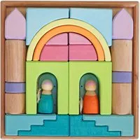 Grimms Grimms Bauwelt Wolkenspiel Holzbausteine 24-teilig, bunt lasiert Maße 26,5 x 26,5 x 5 cm – Produktbild 1 von 1