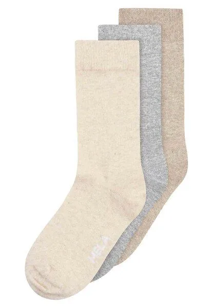 MELA MELA Basic Socken 3 Paare aus 100% Bio-Baumwolle, Cream melange,grau-melange,birke melange, – Produktbild 1 von 1
