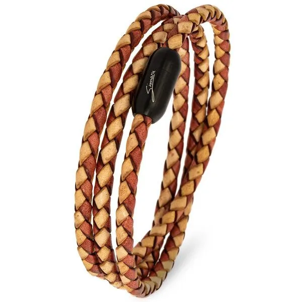 Simaru Simaru Echtleder- /Wickelarmband für Damen & Herren mit Magnetverschluss, Hellbraun mix, – Produktbild 1 von 4