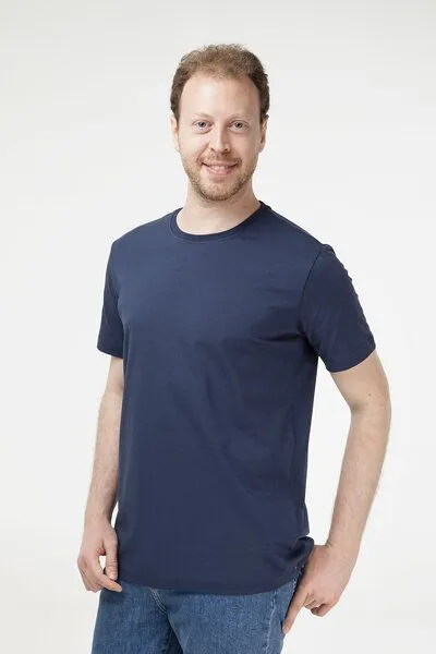Evermind Evermind Herren T-Shirt mit Rundhalsausschnitt, Dunkelmarine, – Produktbild 2 von 3