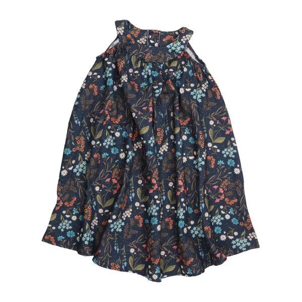 Walkiddy Bio-Baumwolle Floral Night Flared Dress Blau - GOTS-Zertifizierte umweltfreundliche & faire Mode – Walkiddy, Blau, – Produktbild 1 von 3