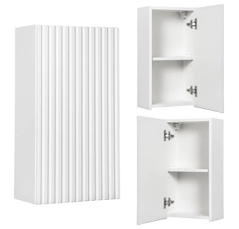 Lomadox Hängeschrank NEWPORT-56-WHITE Wandschrank Badschrank, weiß, gerillte Front, ca. 30/57/19cm, Weiß, – Produktbild 1 von 5
