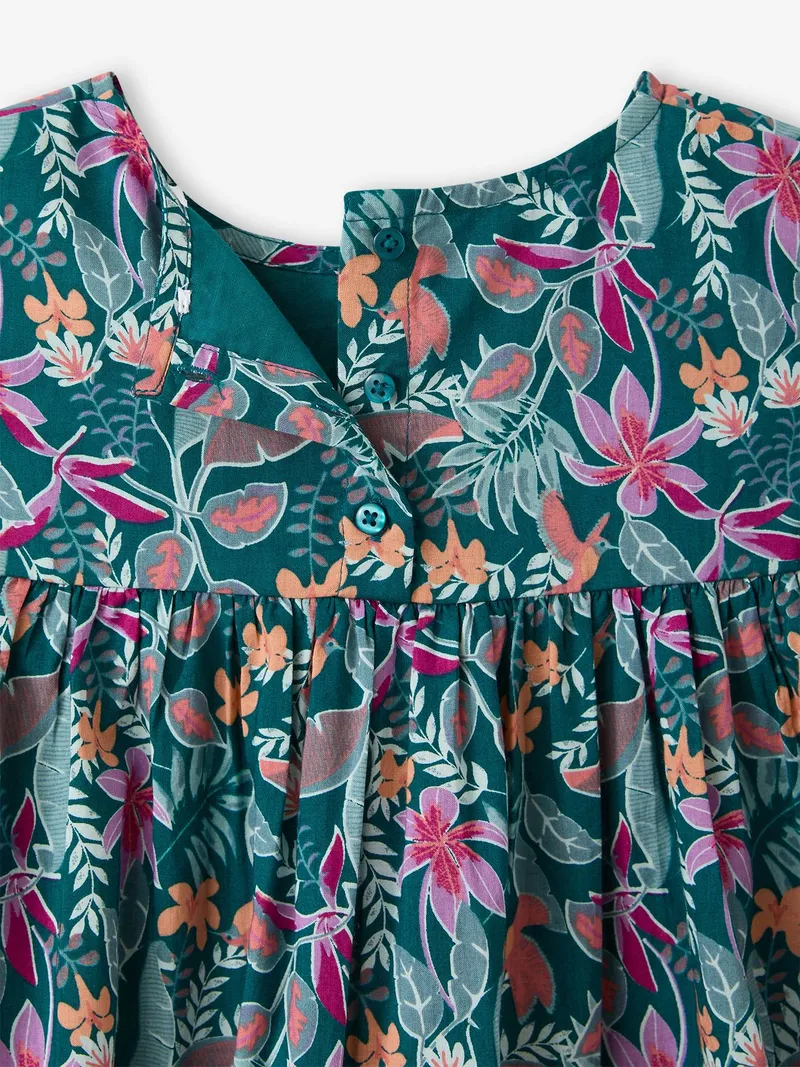 Vertbaudet Kurzärmeliges Mädchen Sommerkleid, Smaragdgrün, – Produktbild 4 von 4
