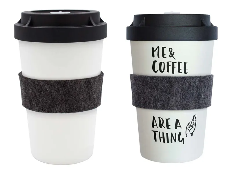 heybico heybico Coffee-To-Go-Becher aus Bio-Kunststoff, mit Filz-Manschette – Produktbild 1 von 1