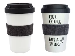 heybico heybico Coffee-To-Go-Becher aus Bio-Kunststoff, mit Filz-Manschette – Produktbild 1 von 1