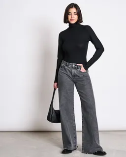 JAN N JUNE JAN 'N JUNE Damen vegan Rollkragenpullover Mio Rib Schwarz – Produktbild 1 von 1