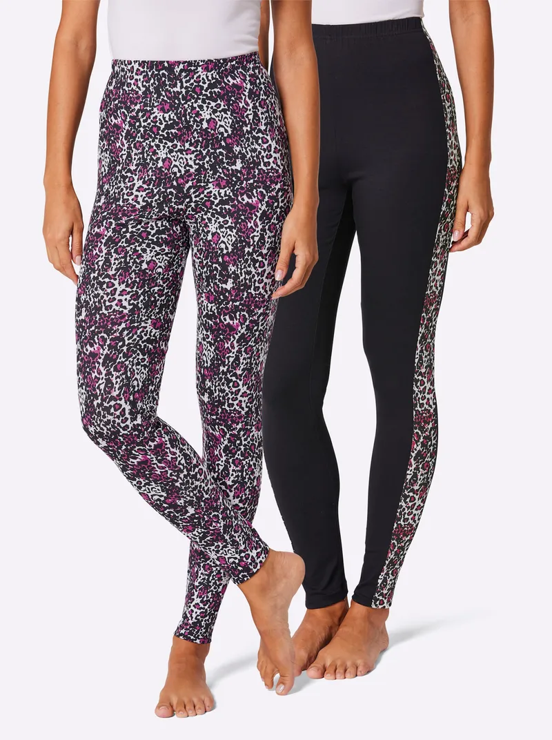 feel good Leggings magenta-schwarz-bedruckt, Magenta-schwarz-bedruckt, – Produktbild 1 von 3