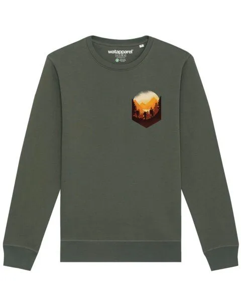 watapparel watapparel Sweatshirt Unisex Hiking in the mountains, Khaki, – Produktbild 1 von 3