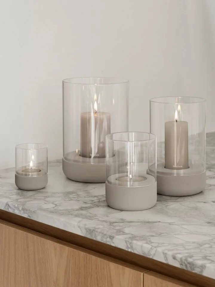 blomus Windlicht -CALMA- Glas Kerzenhalter, Stimmungslicht: modernes Deko-Design (1 St. ), Exklusive Betonoptik, Handgefertigt, Verschiedene Größen & Farben, Braun, – Produktbild 2 von 2