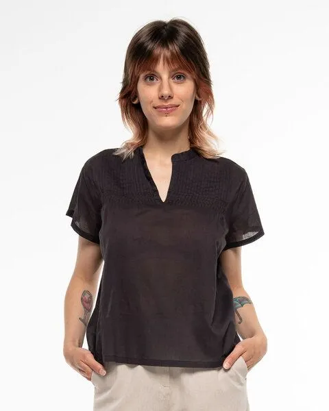 Alma & Lovis Alma & Lovis Charmantes Blusenshirt aus feinster Bio-Baumwolle | Batist Bluse, Chocolate (braun), – Produktbild 1 von 4
