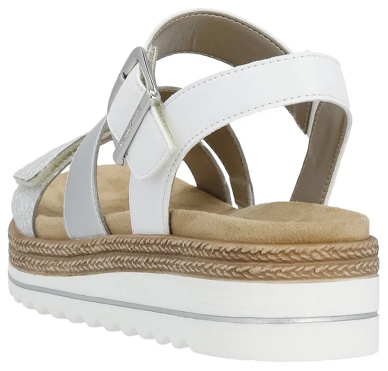 Remonte Remonte Keilsandalette Keilabsatz, Sommerschuh, Sandale in veganer Verarbeitung, Silberfarben, – Produktbild 1 von 5