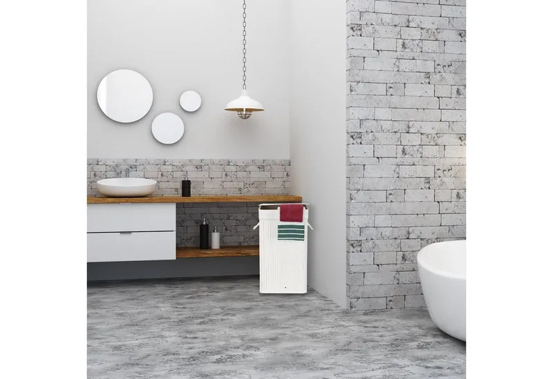 RELAXDAYS RELAXDAYS Wäschekorb Faltbarer Wäschekorb Bambus (1 St), Weiß, – Produktbild 2 von 4
