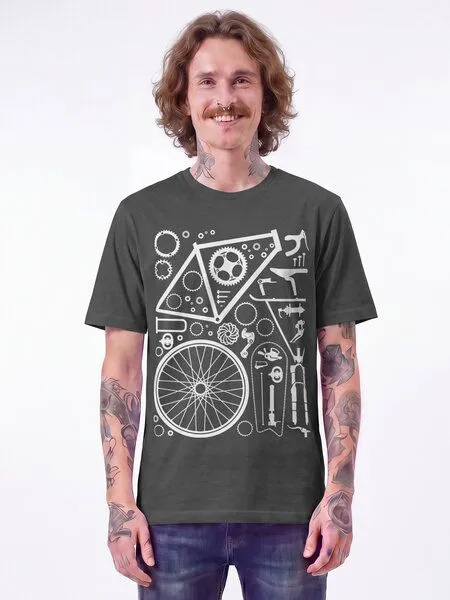 watapparel watapparel T-Shirt Unisex Fahrradteile, Anthracite, – Produktbild 2 von 2