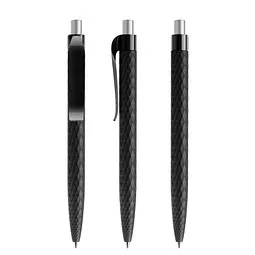 prodir prodir® Kugelschreiber QS01 PMP Push, blaue Mine, schwarz/silber satiniert, Schwarz / silber, – Produktbild 1 von 1