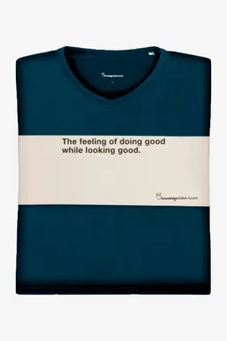 KnowledgeCotton Apparel KnowledgeCotton Apparel Herren vegan 3er-Pack T-Shirts Regular Passform V-Ausschnitt Gesamtlänge Eclipse Blau – Produktbild 1 von 1