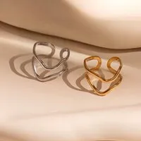 ELEKTROPULLI Größenverstellbarer WAVE DOUBLE Ring von Elektropulli, Silber, – Produktbild 1 von 1