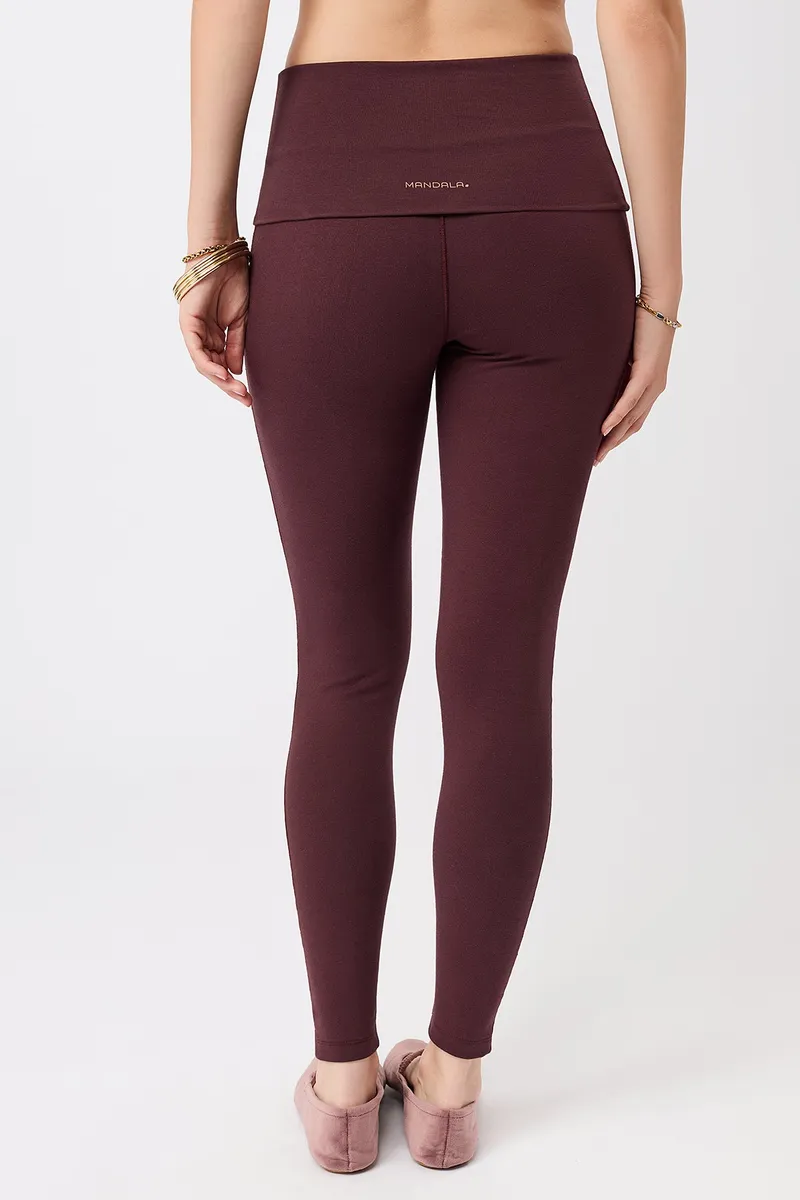 mandala MANDALA Damen vegan Leggings Rolldown Ruby, Dunkelrot, – Produktbild 2 von 2