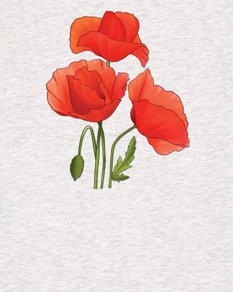 watapparel watapparel T-Shirt Frauen Poppy Flowers, Cool heather grey, – Produktbild 3 von 4