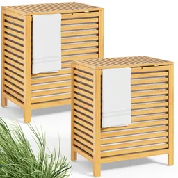 Casaria® Casaria® Wäschekorb Bambus 2er-Set 62L Wäschesack herausnehmbar – Produktbild 1 von 1