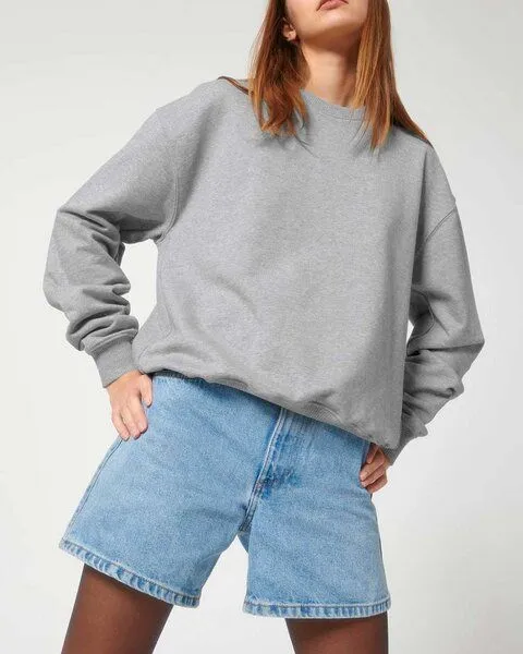 YTWOO YTWOO Oversized Sweatshirt aus reiner Bio-Baumwolle, Dry Handfeel, Grau meliert, – Produktbild 3 von 4