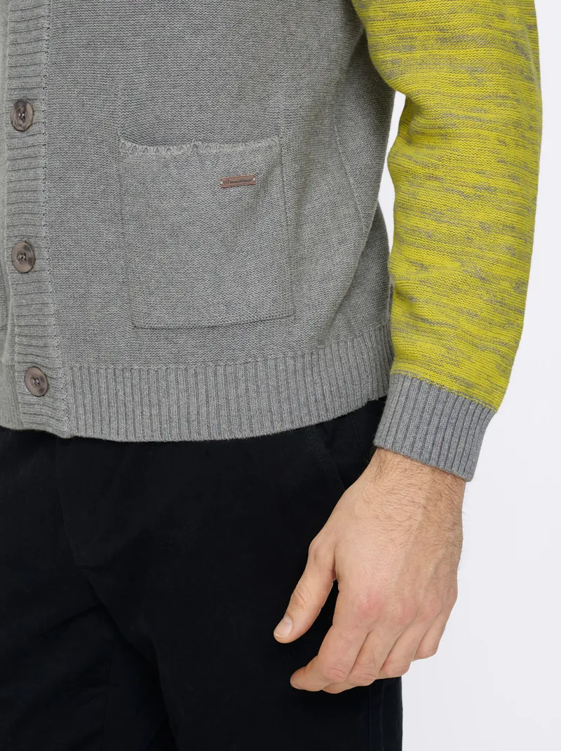 marco donati Strickjacke grau-limone-meliert, Grau-limone-meliert, – Produktbild 2 von 2