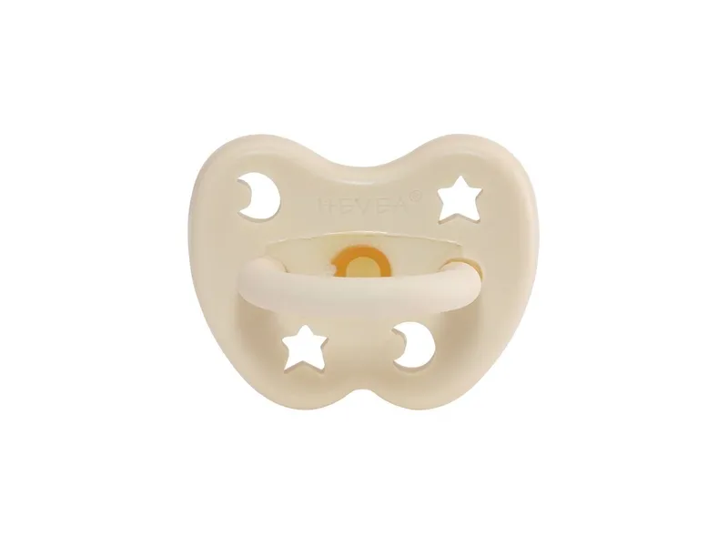 HEVEA HEVEA Schnuller Milky White kiefergerecht Stern & Mond 0-3 Monate, Naturkautschuk – Produktbild 1 von 2
