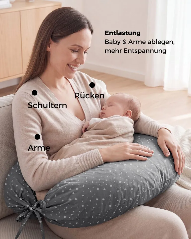 furora BABY furora BABY Stillkissen Stillkissen XXL lang: Seitenschläferkissen & Schwangerschaftskissen, Grau, – Produktbild 3 von 5