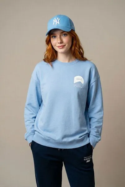 THE FACE OF ELEMENTS The Face of Elements Mount Fuji Sweatshirt aus 100% Bio-Baumwolle, Easy blue (blau), – Produktbild 3 von 4