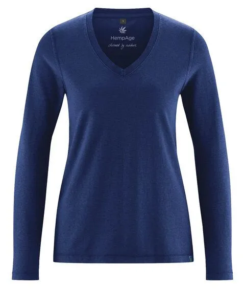 HempAge HempAge Langarmshirt Damen Hanf/Biobaumwolle, Night(blau), – Produktbild 1 von 3