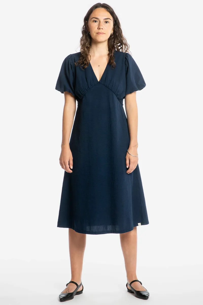 MATONA MATONA Damen vegan Kleid V-Ausschnitt Navy, Extra dunkelblau, – Produktbild 2 von 2