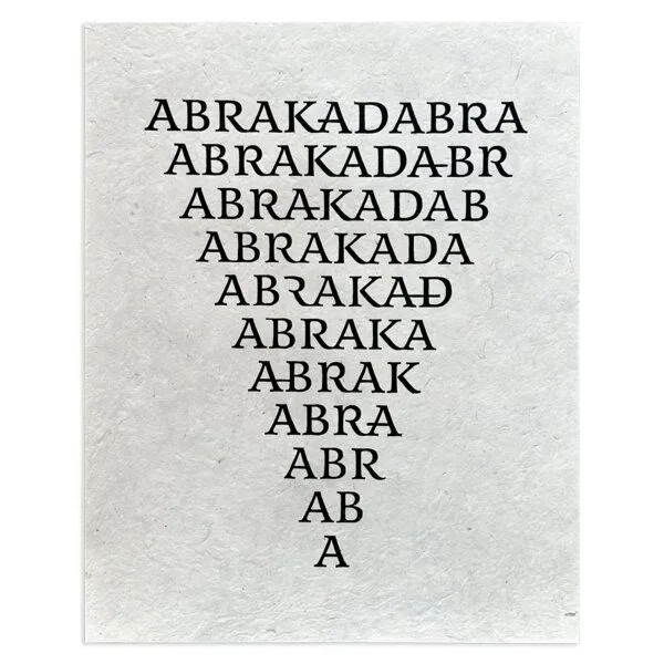 Veskor Cassiopeia Veskor Cassiopeia ABRAKADABRA magischer Linoldruck | 30 x 40 cm | Schwarz auf Naturweiß – Produktbild 1 von 4