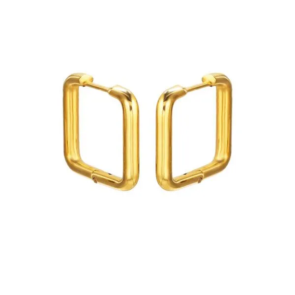 ELEKTROPULLI ELEKTROPULLI Grafische Quadrat Creolen, Gold, – Produktbild 1 von 2