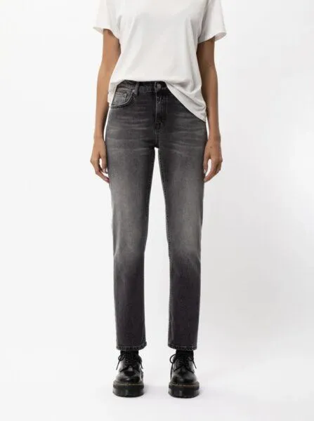 Nudie Jeans Nudie Jeans Damen Jeans - Straight Sally - aus einem Baumwolle/Elasthan Mix, Grau (midnight rumble), – Produktbild 3 von 4