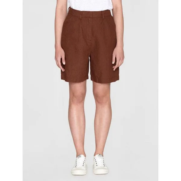KnowledgeCotton Apparel KnowledgeCotton Apparel High-Waist Shorts POSEY aus Bio-Leinen, Braun (tiramisu), – Produktbild 1 von 4