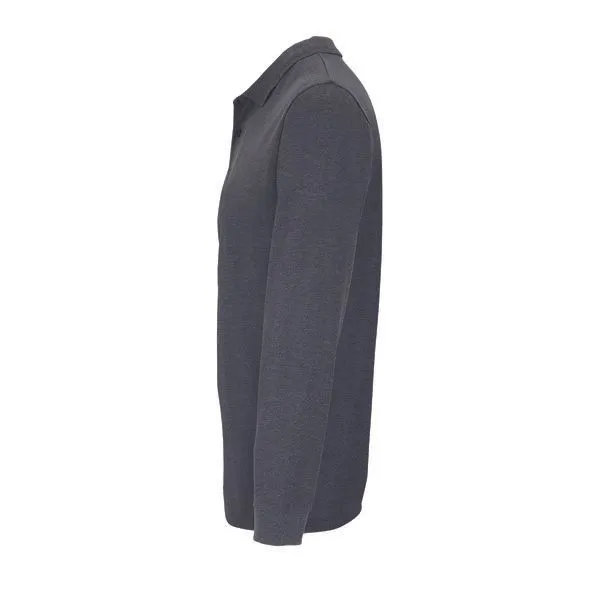 Sol's Sol's Unisex Langarm-Poloshirt, Charcoal melange, – Produktbild 3 von 3