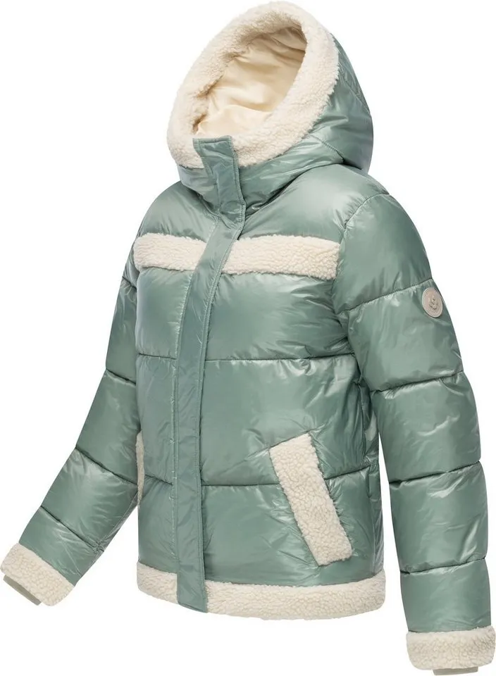 ragwear ragwear Winterjacke Editah Shiny YOUMODO Jacke mit Plüsch-Details und glänzender Optik, Grün, – Produktbild 3 von 4