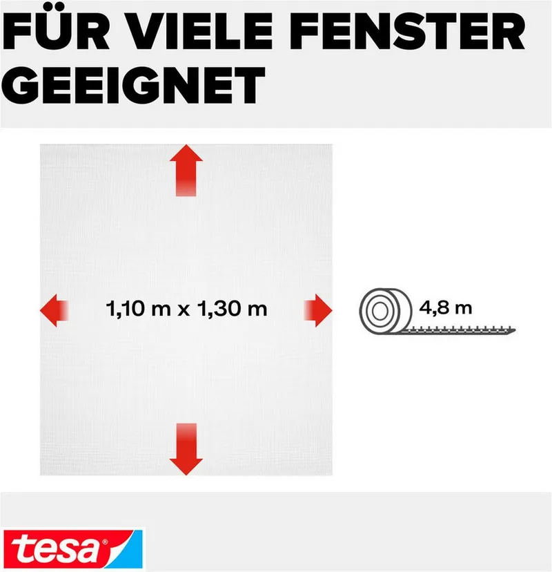 Tesa Tesa Fliegengitter "Standard" für Fenster 110 x 130 cm, Weiß, – Produktbild 5 von 6