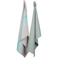gepa GEPA 2er-Set Fairtrade Geschirrtücher "uni & stripes", handgewebt von CO-OPTEX, Aqua, – Produktbild 1 von 1