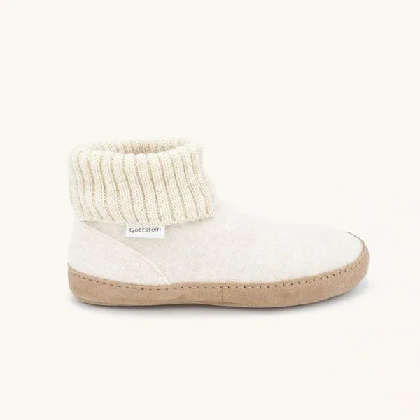 Gottstein Gottstein Hüttenschuh Dakota - Hoher Filzhausschuh für Damen & Herren aus 100% Schurwolle mit extra bequemer Ledersohle & elastischem Strickbund, Winterweiß, – Produktbild 4 von 4