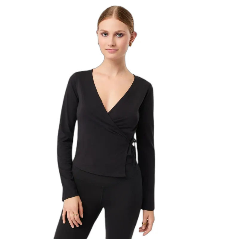 mandala Langarmshirt mit Wickelausschnitt für Damen Mandala New Wrap, Noir, – Produktbild 1 von 1