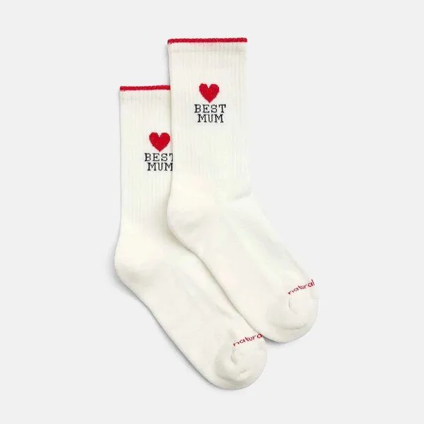 Natural Vibes Natural Vibes Best Mum | Bio GOTS | Geschenkset Beste Mama | Bestickte Tennissocken | Herren Damen Socken | Muttertag – Produktbild 2 von 4